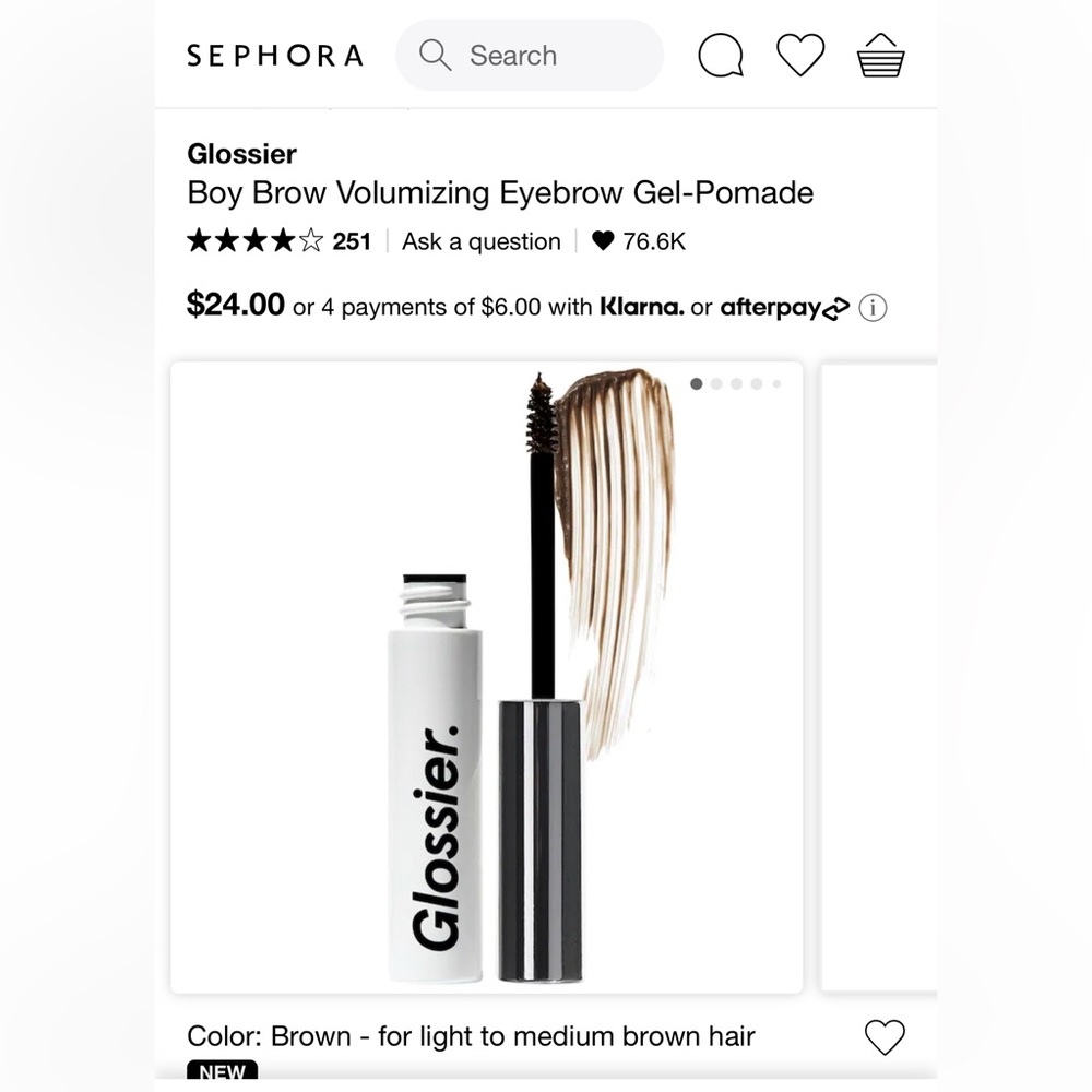 BNIB GLOSSIER boy brow shade “brown”